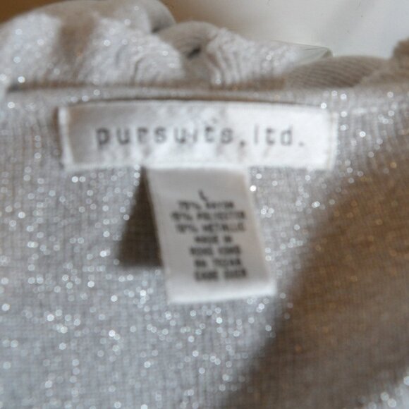 Women's Silver Sweater with Shiny Threads, PURSUITS, LTD. Size Large, Vint - Picture 4 of 4